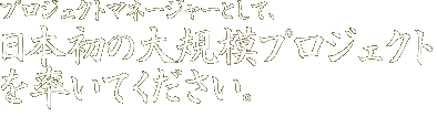 日本初の大規模プロジェクトを率いてください。