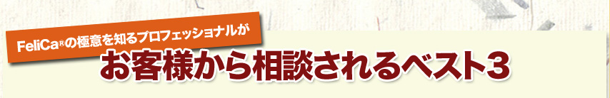 FeliCa(NFC)の極意を知るプロフェッショナルが  　　お客様から相談されるベスト３